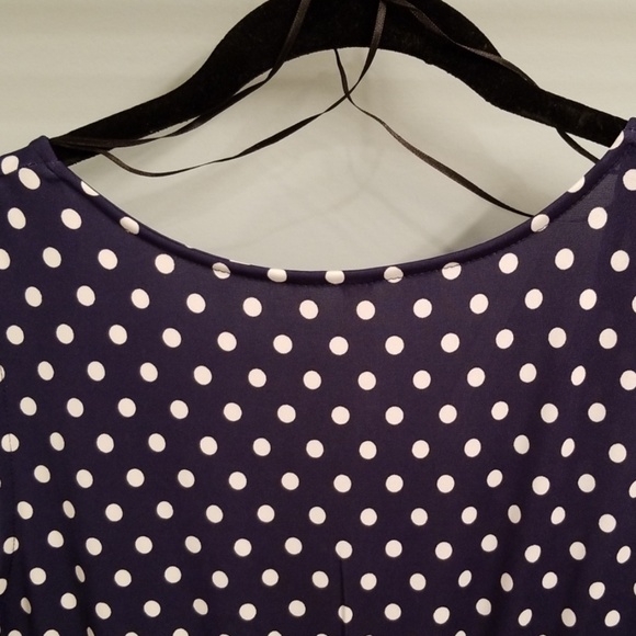 NY Collection Navy and White Polka Dot Dress in M - Picture 7 of 8